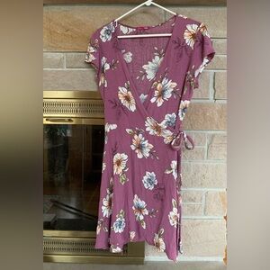 Floral Wrap Mini Dress in Lilac